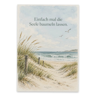 Ruhige Postkarte für Urlaub mit Dünen am Meer|p:2013311|h:17dc0454adba9db466628221e9d89aeb