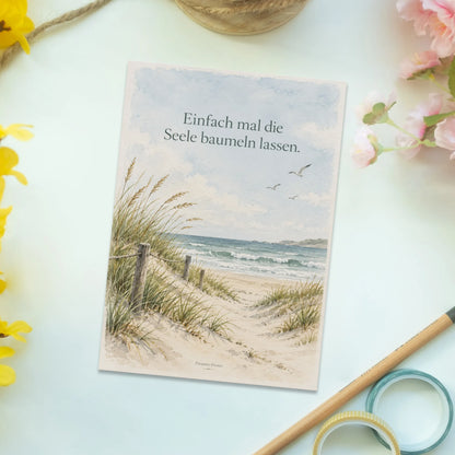 Ruhige Postkarte für Urlaub mit Dünen am Meer|p:2013311|h:9ed6235ff98e5328a700b1fe7ce8b11e