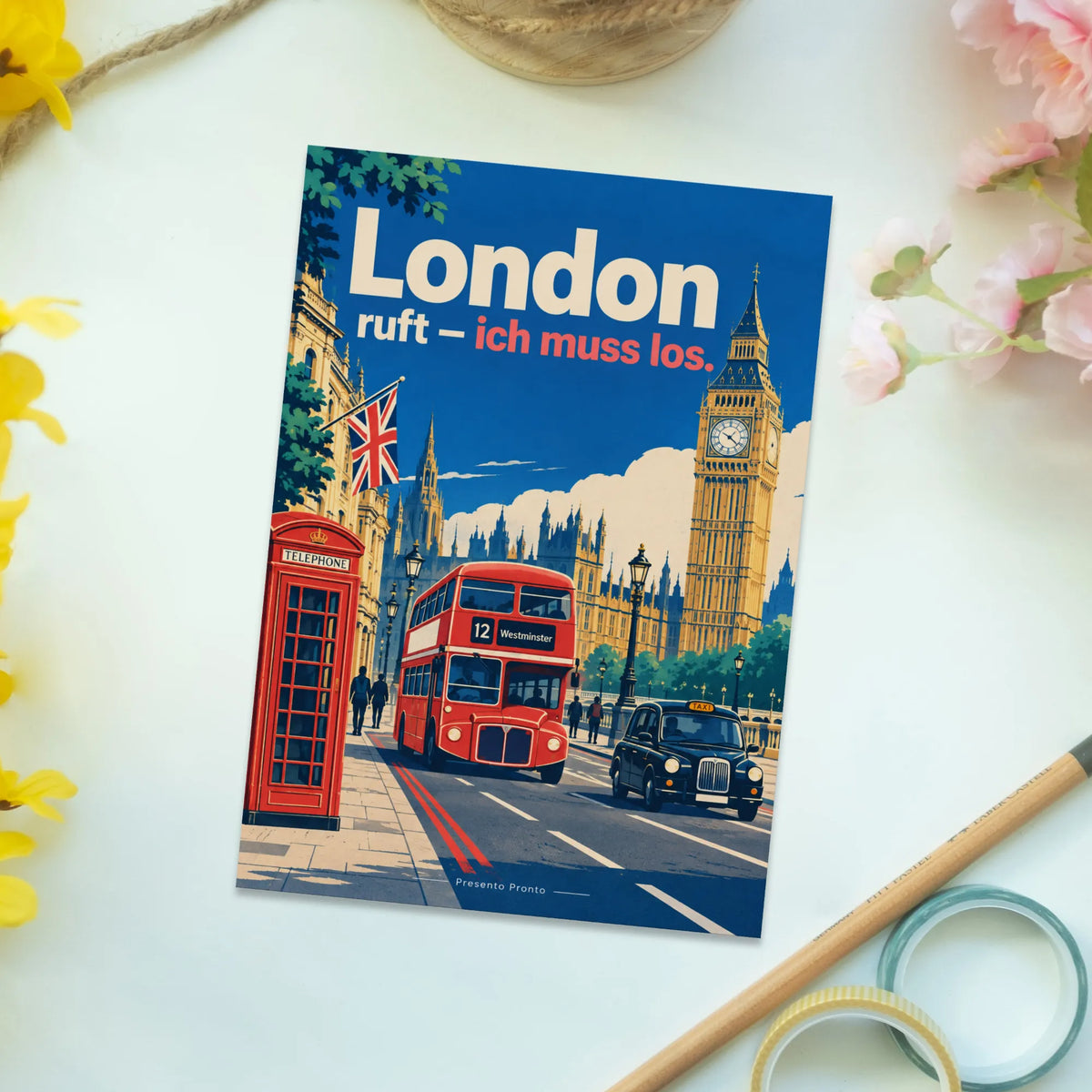 Lustige Urlaubspostkarte London mit Doppeldeckerbus|p:2013313|h:2fb443e6d47d01b23158b8f960588217
