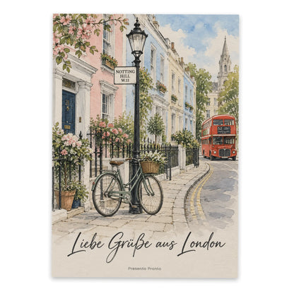 Herzliche Postkarte aus London mit rotem Doppeldeckerbus|p:2013314|h:0dfe13dbc4ded9769b7ab066ae3884c7