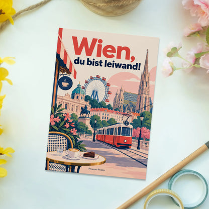 Lustige Postkarte aus Wien für Fans mit Riesenrad|p:2013334|h:0b72870fcf007f79b349cec4f713e4ff