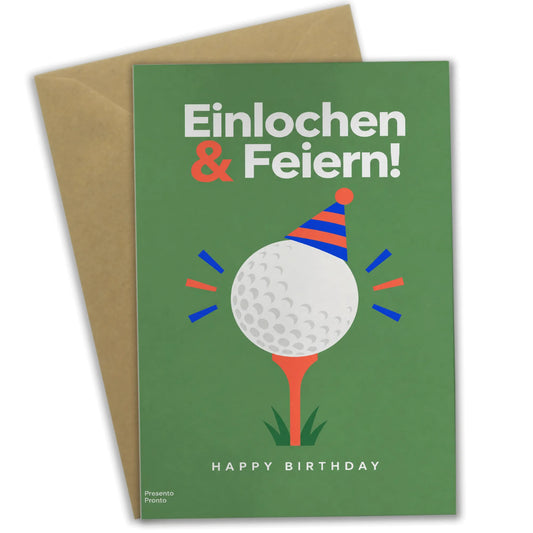 Lustige Geburtstagskarte für Golfer mit Partyhut auf Golfball|p:2013343|h:01620c5c21c9ea149f312350b171e865