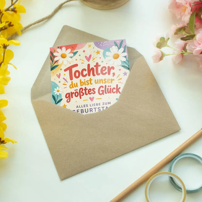 Fröhliche Geburtstagskarte für die Tochter mit Gänseblümchen|p:2013345|h:b4d9b59b0cf92358259d98158603c855