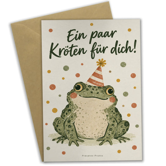 Lustige Geburtstagskarte für Geldgeschenk mit Kröte im Partyhut|p:2013349|h:d7e813047a5cfef365b6d7793f0d73a8