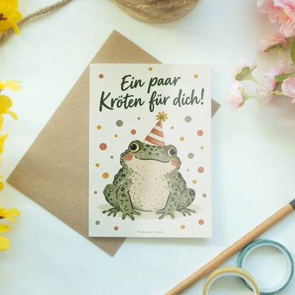 Lustige Geburtstagskarte für Geldgeschenk mit Kröte im Partyhut|p:2013349|h:03be8a099456e9476360b2b62a547bb3
