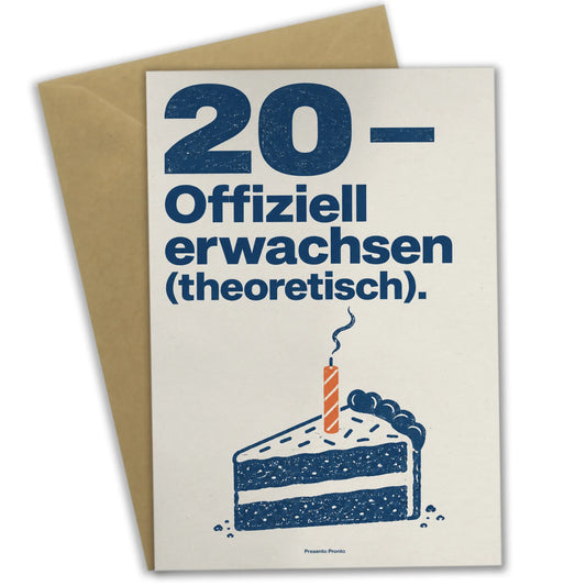 Lustige Geburtstagskarte zum 20. Geburtstag mit Tortenstück|p:2013360|h:323fb2fd782dae951f90c757e290aa42