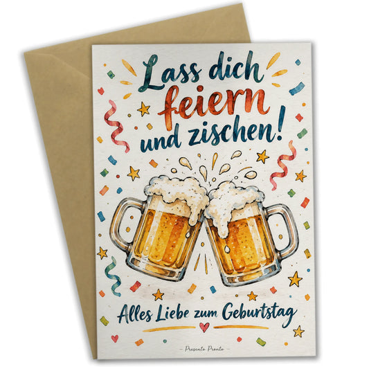 Lustige Geburtstagskarte für Bierfans mit zwei Bierkrügen|p:2013370|h:9d4984759b369f3c3e890405363d3429