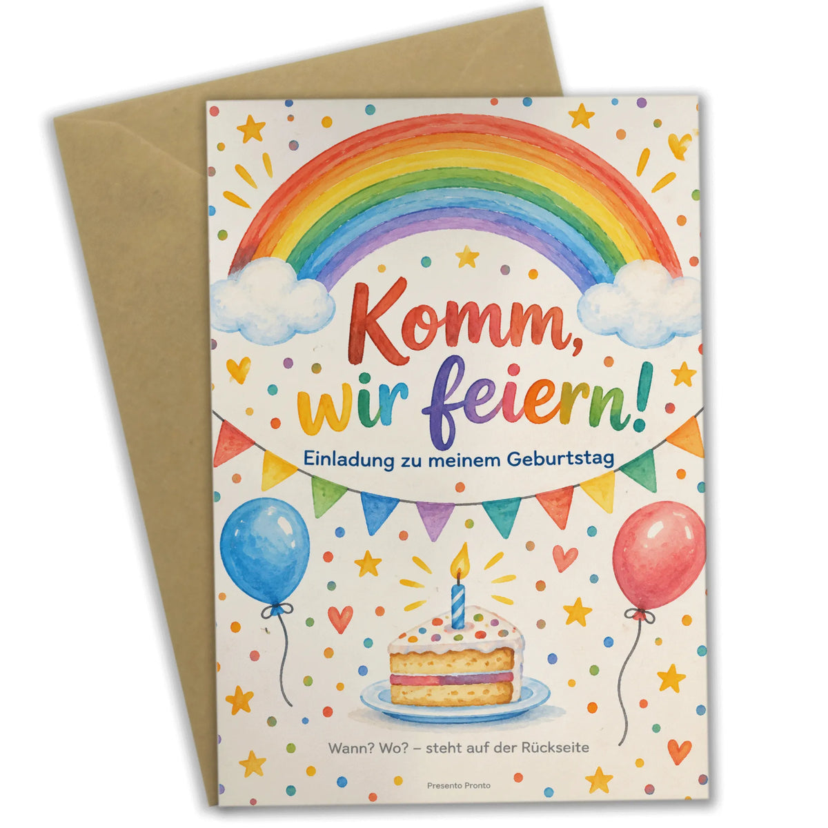 Fröhliche Einladungskarten mit Regenbogen für Kindergeburtstag|p:2013385|h:e52a2f29c5fe47e4d5d15de33757beb6