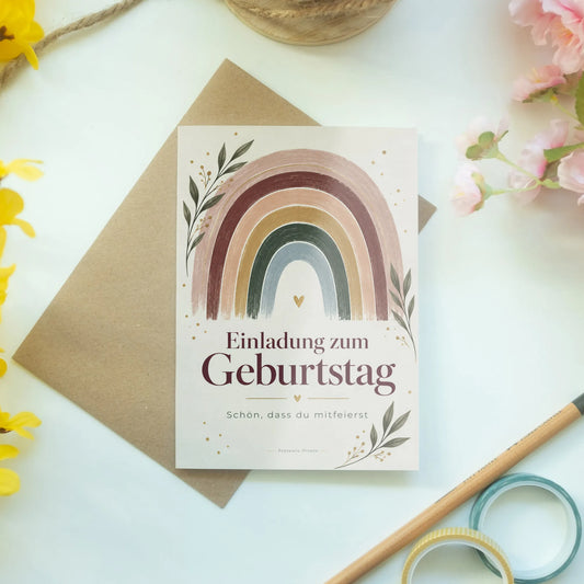 Elegante Einladungskarten zum Geburtstag mit Regenbogen|p:2013389|h:e40623b019539218fc2a79e52cd3ed47