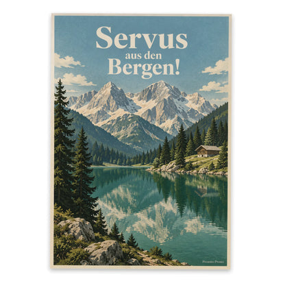 Herzliche Postkarte aus Österreich für Urlaubsgrüße mit Bergsee|p:2013398|h:2355d6be8e5108a7c545153851b42463