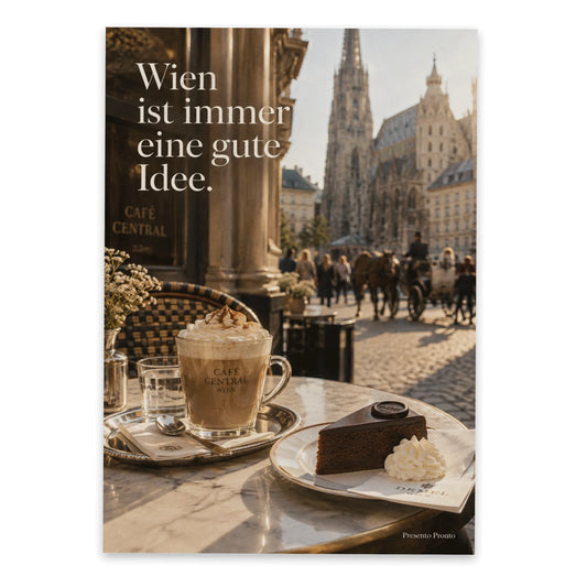 Elegante Postkarte aus Österreich mit Wiener Kaffeeszene|p:2013400|h:b0655550dbec5930a71379ac7de18c9a