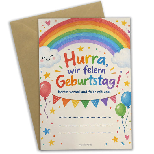 Fröhliche Einladungskarten mit Regenbogen zum Geburtstag|p:2013401|h:132e0df1ff71187c95f63a7936186759