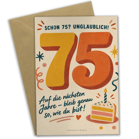 Lustige Geburtstagskarte zum 75. Geburtstag mit Torte|p:2013406|h:0a52a841b7a0869075e370888b30546d
