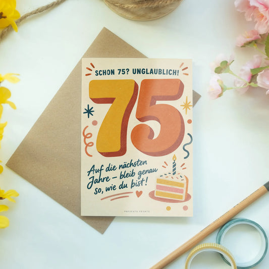 Lustige Geburtstagskarte zum 75. Geburtstag mit Torte|p:2013406|h:fec7e09195a254b7c1996d3f2ca3be23