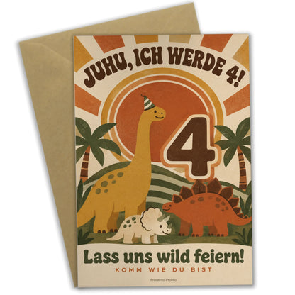 Lustige Einladungskarten zum 4. Geburtstag mit Dinosaurier|p:2013409|h:985bae2bae81b6ae543ec8c3c698b0a1