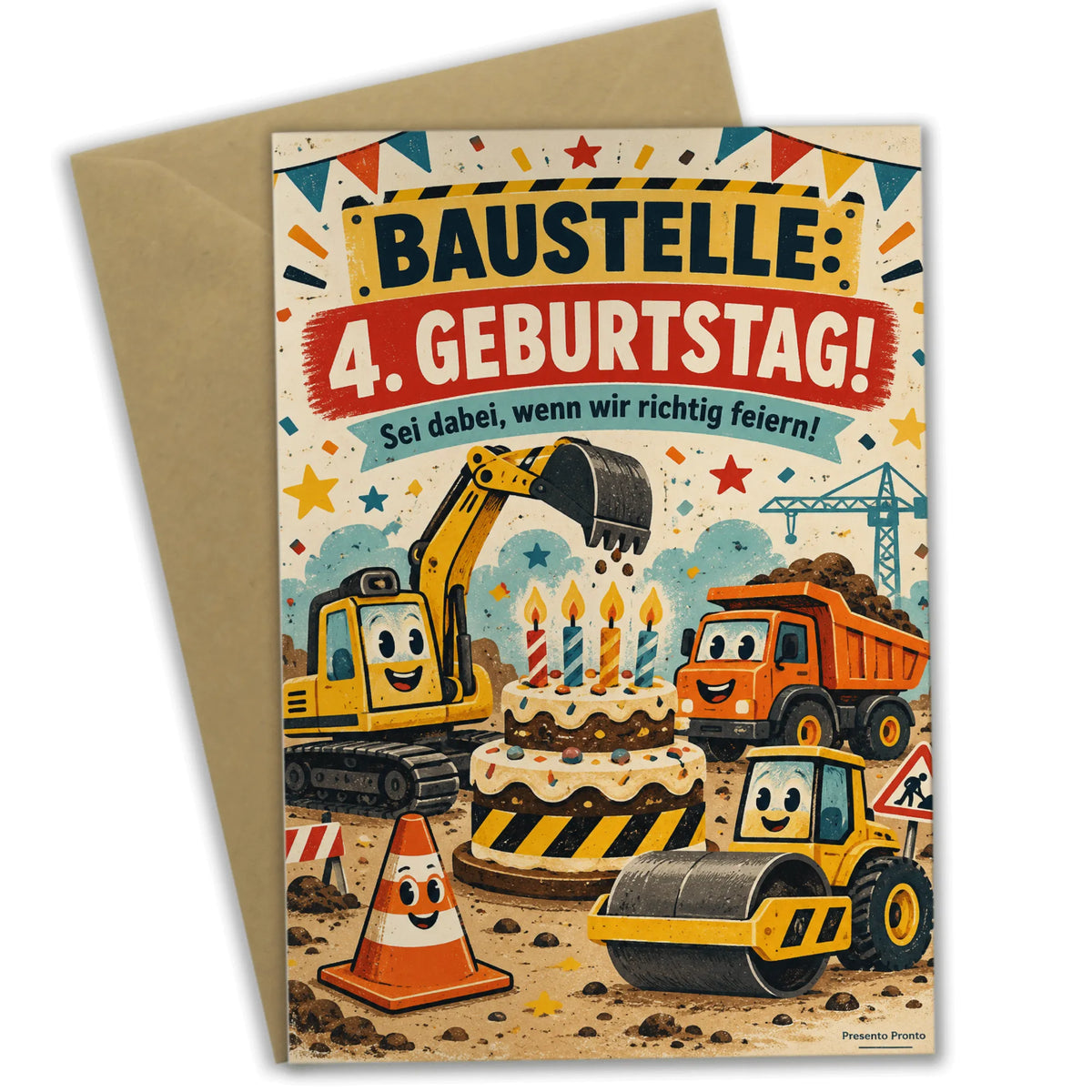 Coole Einladungskarten zum 4. Geburtstag mit Bagger|p:2013412|h:51657188f7d2981dfd2c6c0a790a3abf