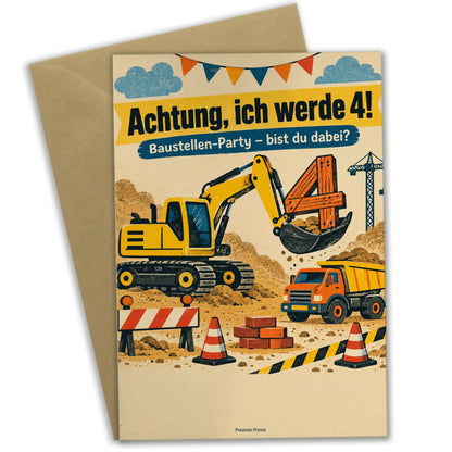 Lustige Einladungskarten zum 4. Geburtstag mit Bagger|p:2013416|h:f7469c51b056119ab8c6243a476d85c0