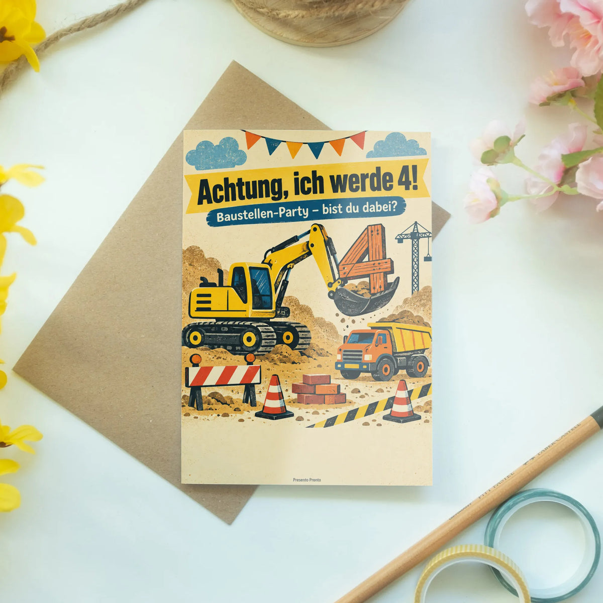Lustige Einladungskarten zum 4. Geburtstag mit Bagger|p:2013416|h:d9e5326d5f6ba8ae85ea61cbddb1b6dc