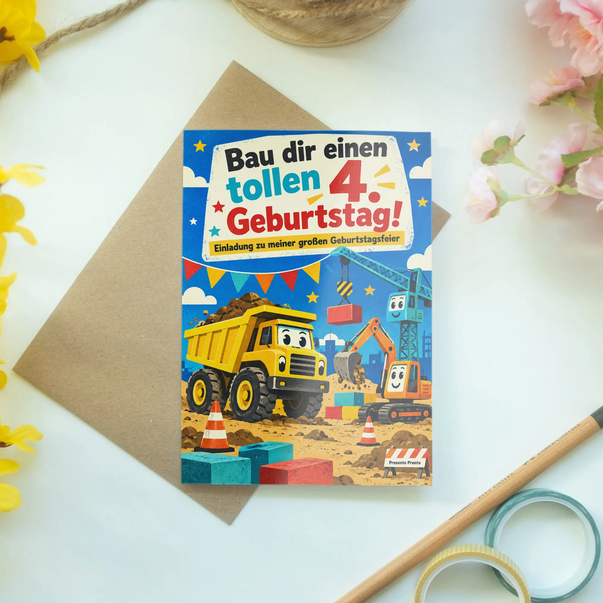Lustige Einladungskarten zum 4. Geburtstag Baustellenfahrzeuge|p:2013419|h:3454d47b376de4bdcad1deac2894cc6a