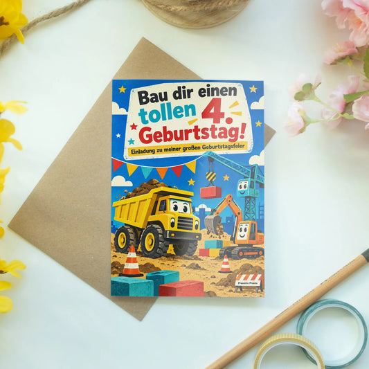 Lustige Einladungskarten zum 4. Geburtstag Baustellenfahrzeuge|p:2013419|h:3454d47b376de4bdcad1deac2894cc6a