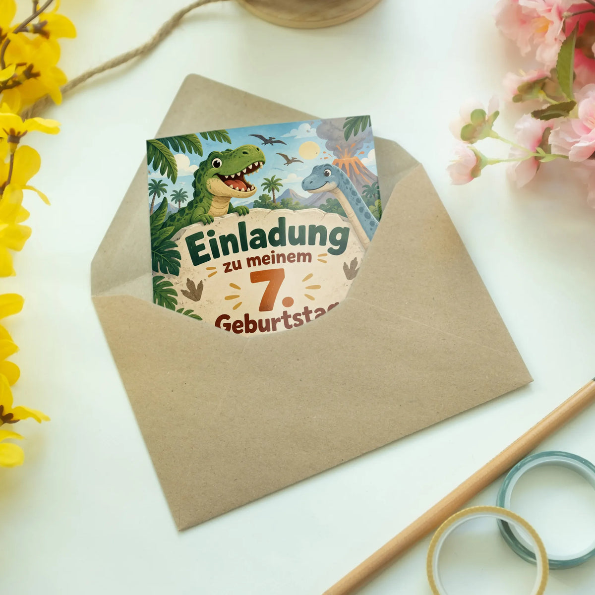 Abenteuerliche Einladungskarten zum 7. Geburtstag mit Dinosaurier|p:2013432|h:dc68ad7c4eda53673c0cf6bbee3fe51f