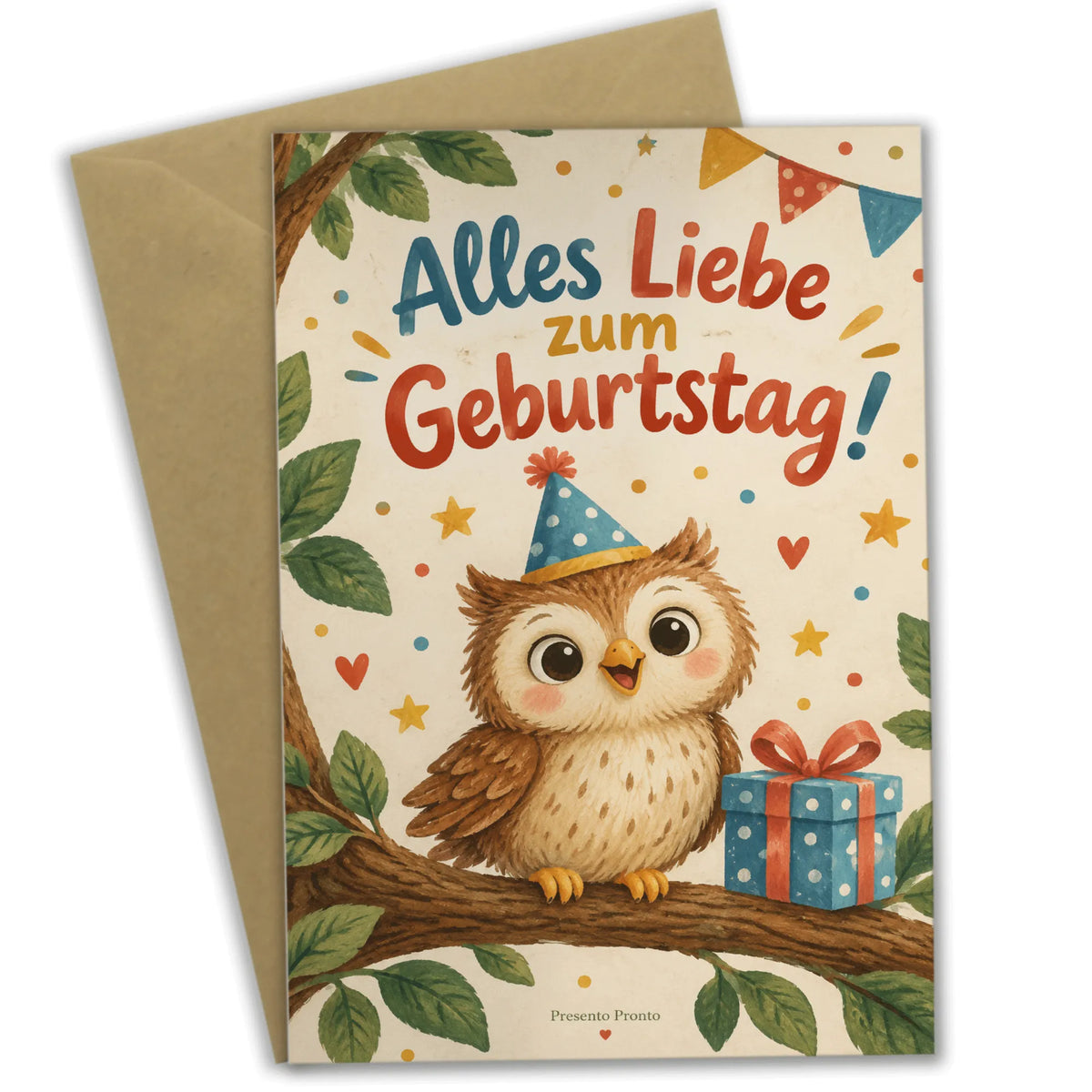 Fröhliche Geburtstagskarte mit Eule im Partyhut|p:2013435|h:0a901f09e8ee39f34228cc566fcdc484