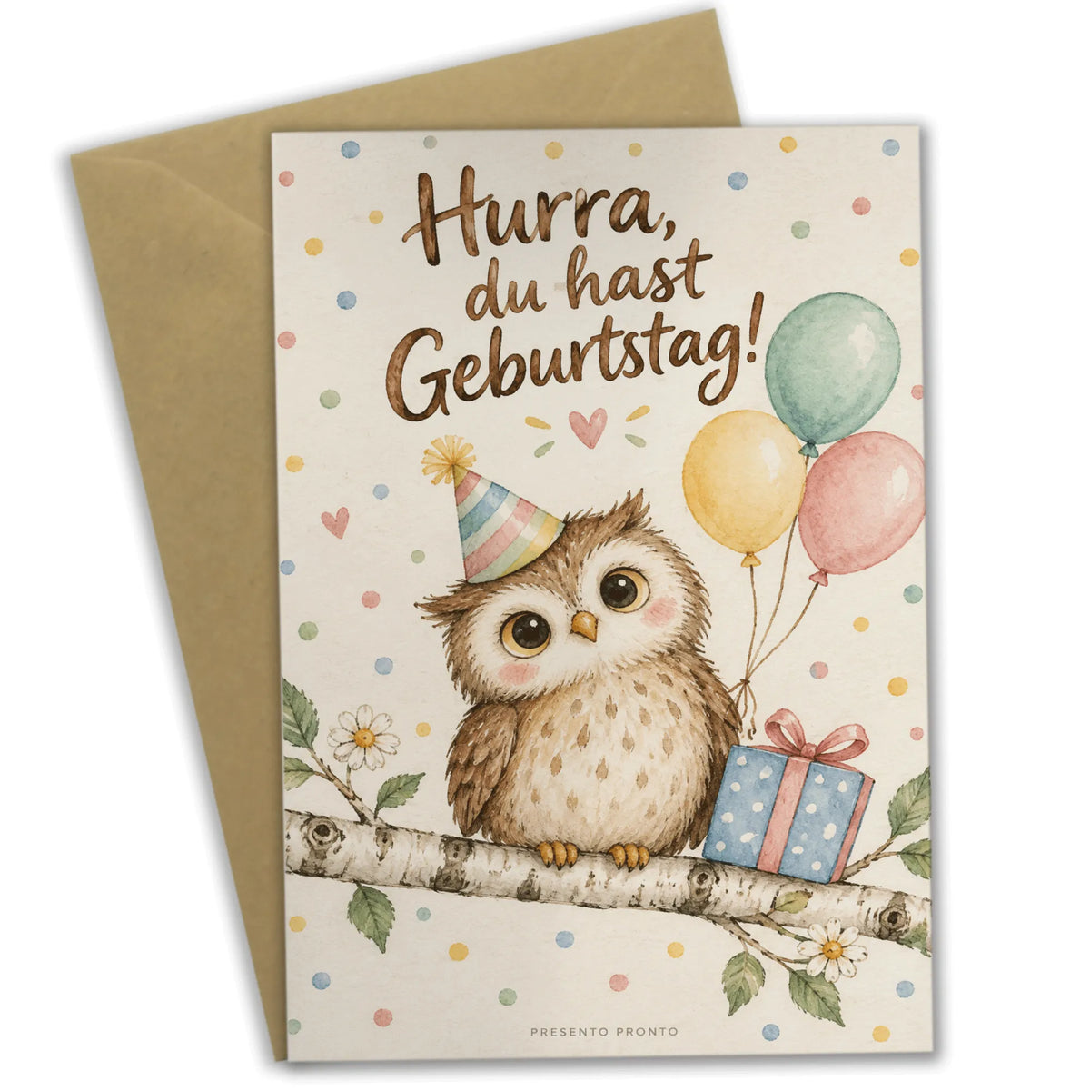 Fröhliche Geburtstagskarte mit Eule im Partyhut|p:2013436|h:bfbeeee12529eb1ee0deea1b1cd65a00
