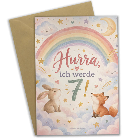 Fröhliche Einladungskarten zum 7. Geburtstag mit Regenbogen|p:2013437|h:8161fb8e2badcc357794001ad45a4a60