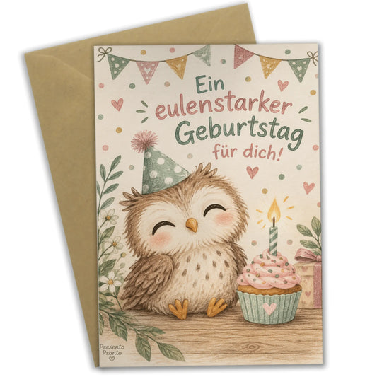 Lustige Geburtstagskarte mit Eule und Cupcake|p:2013440|h:099ff64d6f0a5826bf3f80c5ffcbed26