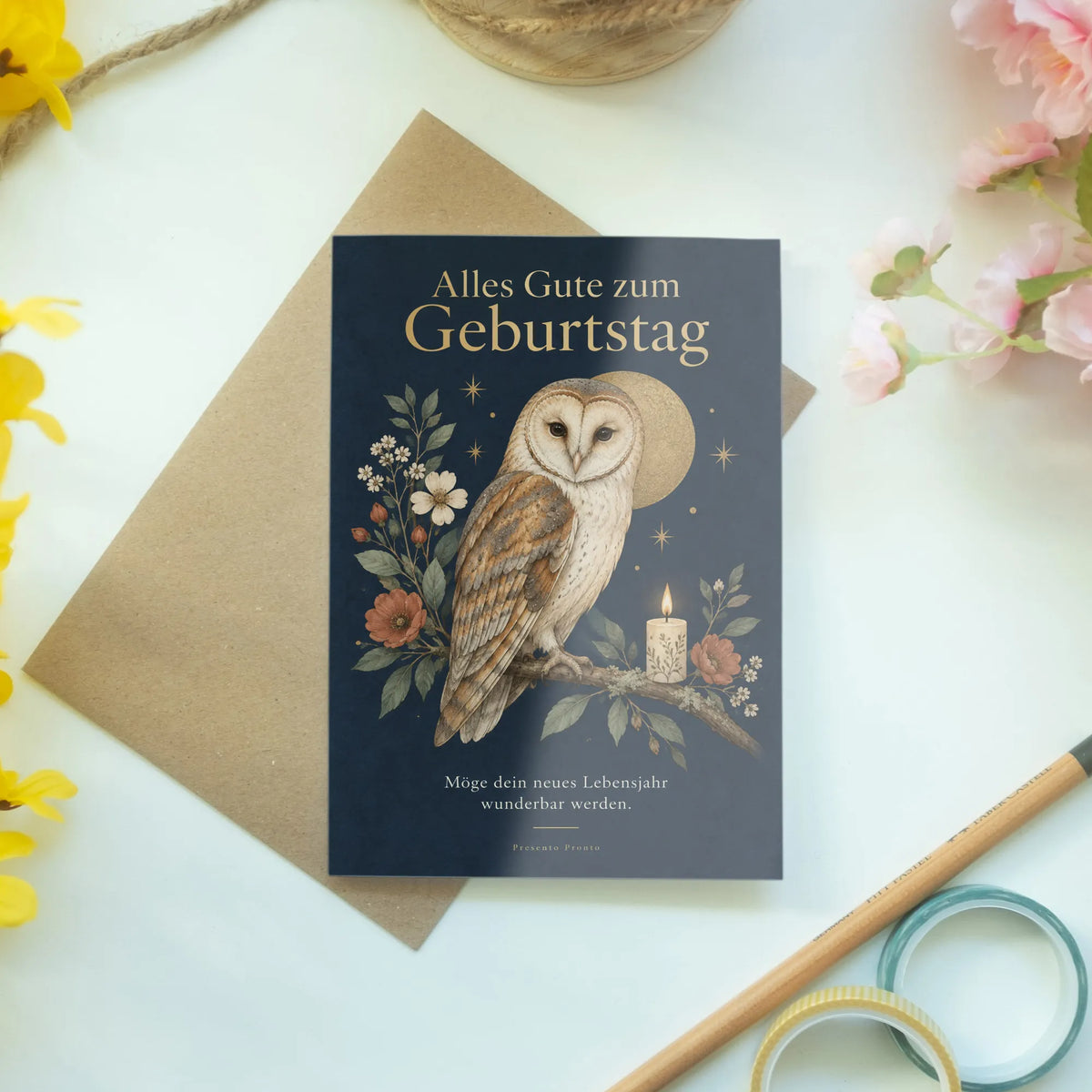 Elegante Geburtstagskarte mit Eule und Kerze|p:2013443|h:76f9cadd17af34f084fa9e455e8ba6c6
