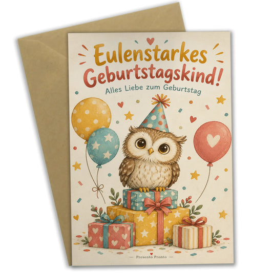 Lustige Geburtstagskarte mit Eule und Partyhut|p:2013445|h:a930231af0c55251f880ed757c477445