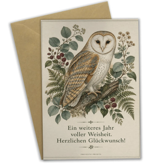 Elegante Geburtstagskarte mit Eule für Eulenliebhaber|p:2013446|h:e3351a87fd5419c26b602bbd7d07e02e