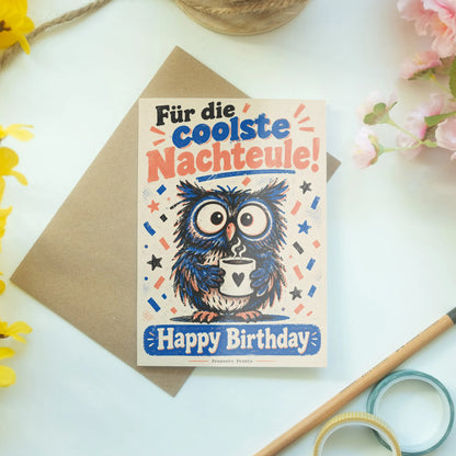Lustige Geburtstagskarte mit Eule für Nachteulen|p:2013448|h:bd68cf61641ea0bf98aa25918b682e58