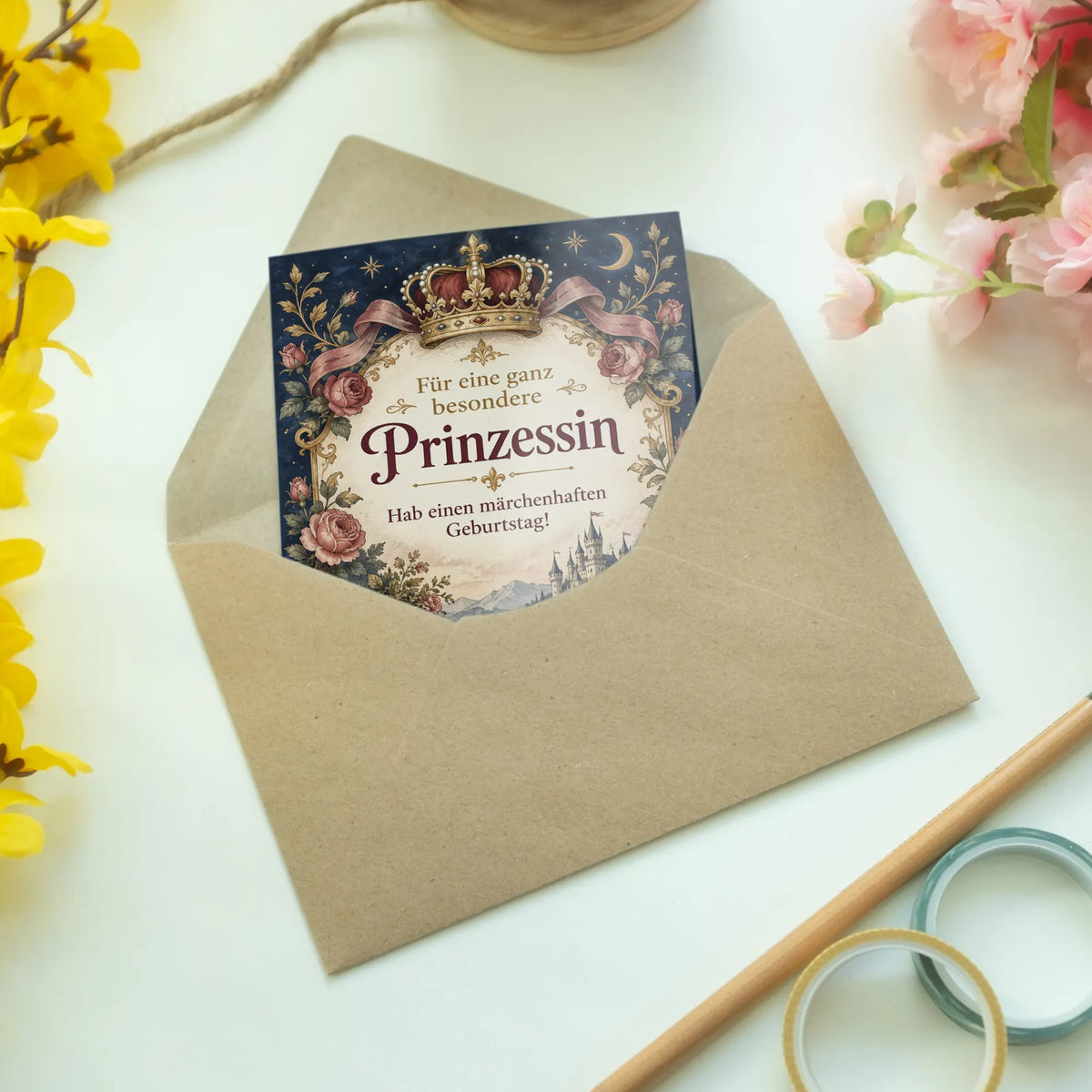 Elegante Einladungskarten für Prinzessinnen mit goldener Krone|p:2013463|h:439182f739a6513c6bbc5ae07781f61d