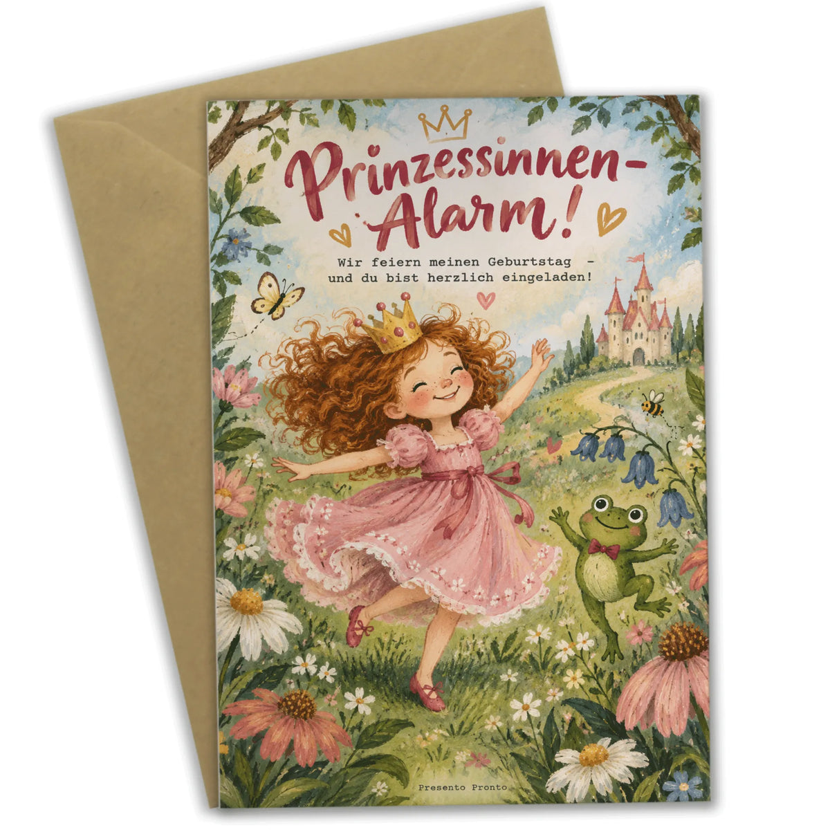 Fröhliche Einladungskarten zum Prinzessinnengeburtstag mit Frosch|p:2013465|h:60535ace66c08c6a8bd2a602b70190ce