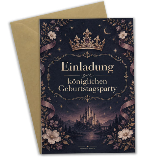 Elegante Einladungskarten zum Prinzessinnengeburtstag mit Krone|p:2013470|h:f9b7a9d6738f0122036261b75cca02ed
