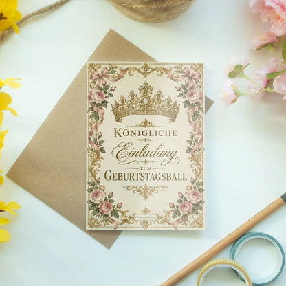 Königliche Einladungskarten für Prinzessinnen mit goldener Tiara|p:2013472|h:4dcdce61b9c714477ef6280ae27645ce