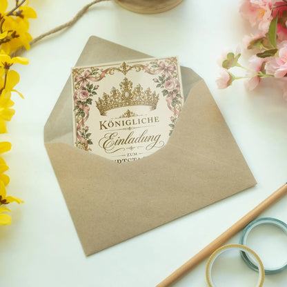 Königliche Einladungskarten für Prinzessinnen mit goldener Tiara|p:2013472|h:a46e0213d5db4ac6af4fab73785ae248