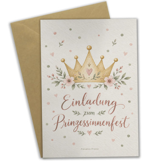 Süße Einladungskarten zum Prinzessinnenfest mit goldener Krone|p:2013473|h:c5732d3f78e635bde3980f4b1ee8d05c