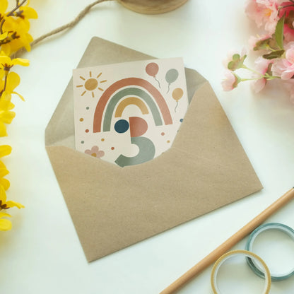 Fröhliche Geburtstagskarte zum 3. Geburtstag mit Regenbogen|p:2013475|h:62c5713209ed440a8fd6d96c24269118