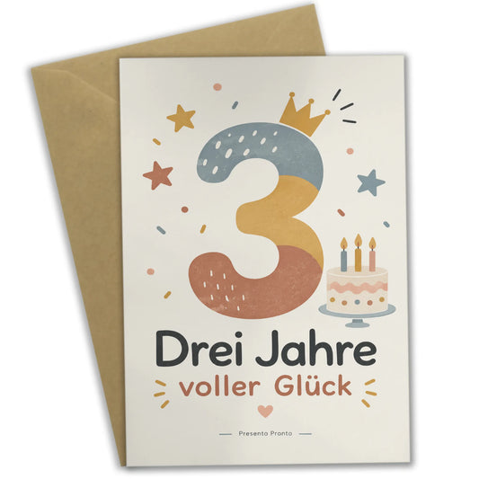 Süße Geburtstagskarte zum 3. Geburtstag mit Krone|p:2013477|h:e4cd8142cbbf9ac02f95772d34f25a78