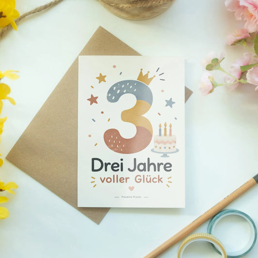 Süße Geburtstagskarte zum 3. Geburtstag mit Krone|p:2013477|h:27fc266df1b62be0c7faab8096b7de16
