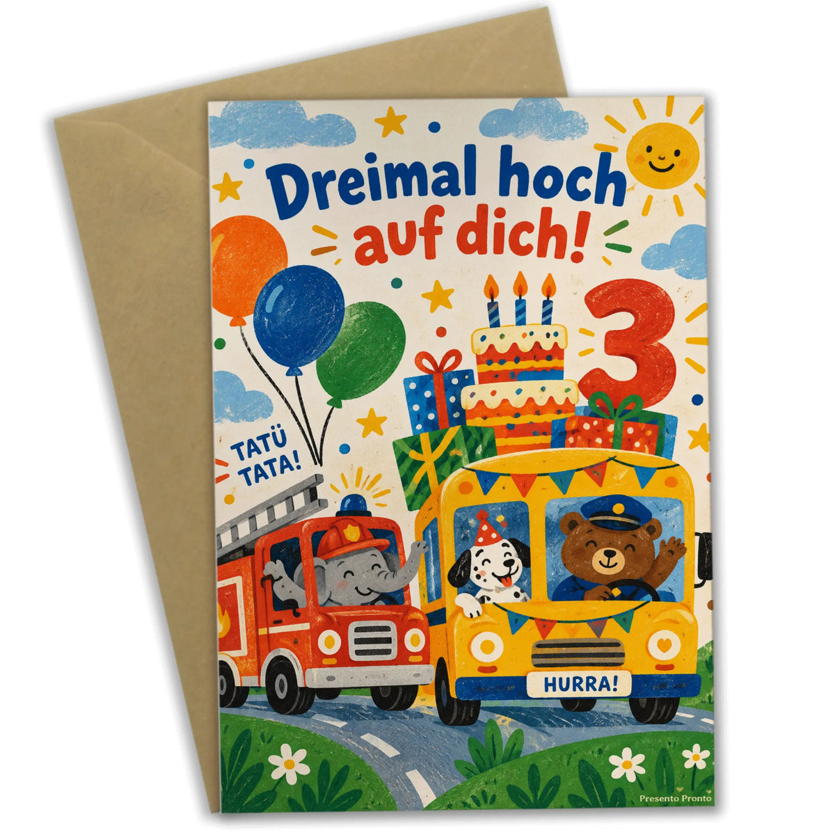 Lustige Geburtstagskarte zum 3. Geburtstag mit Feuerwehrauto|p:2013490|h:3ca987b497ee3979fd3ea7b1d6d26e8e