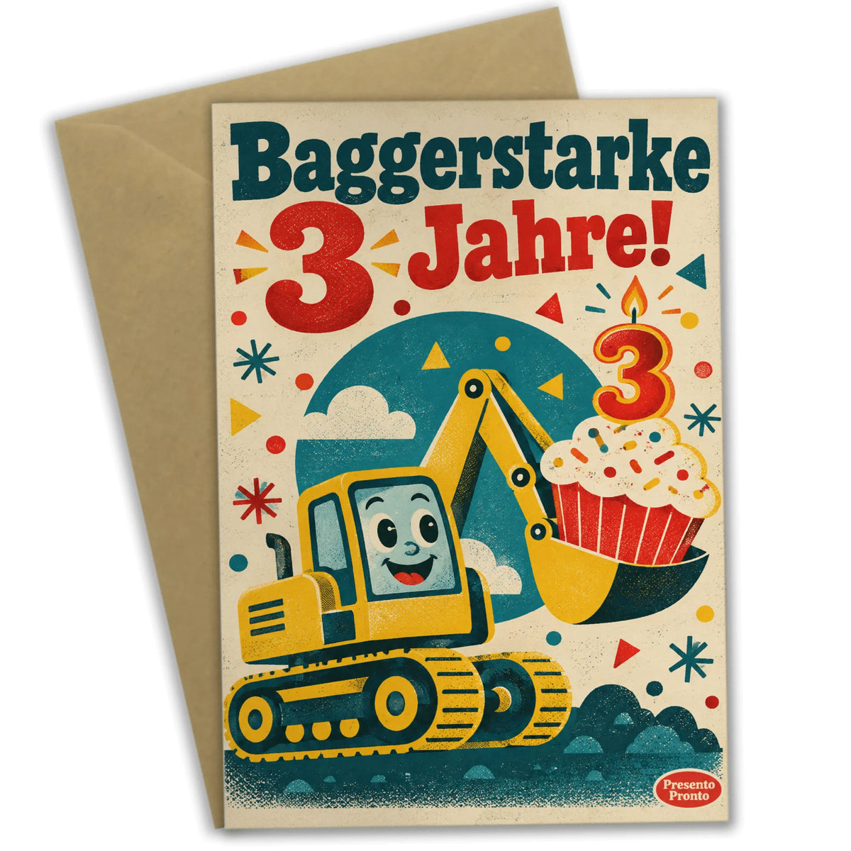Lustige Geburtstagskarte zum 3. Geburtstag mit Bagger|p:2013500|h:b5e8a2d2666a0d041643b5f092636b6e