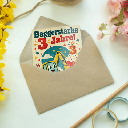 Lustige Geburtstagskarte zum 3. Geburtstag mit Bagger|p:2013500|h:b317d60d8cd4a48078072172c92975b5