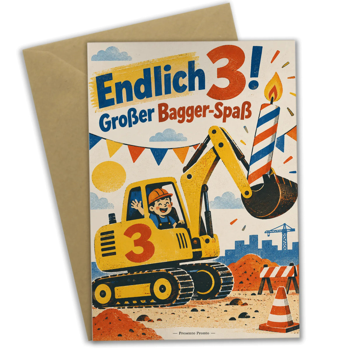 Lustige Geburtstagskarte zum 3. Geburtstag mit Retro-Bagger|p:2013506|h:a00fd972666e675486f8ad859985b504