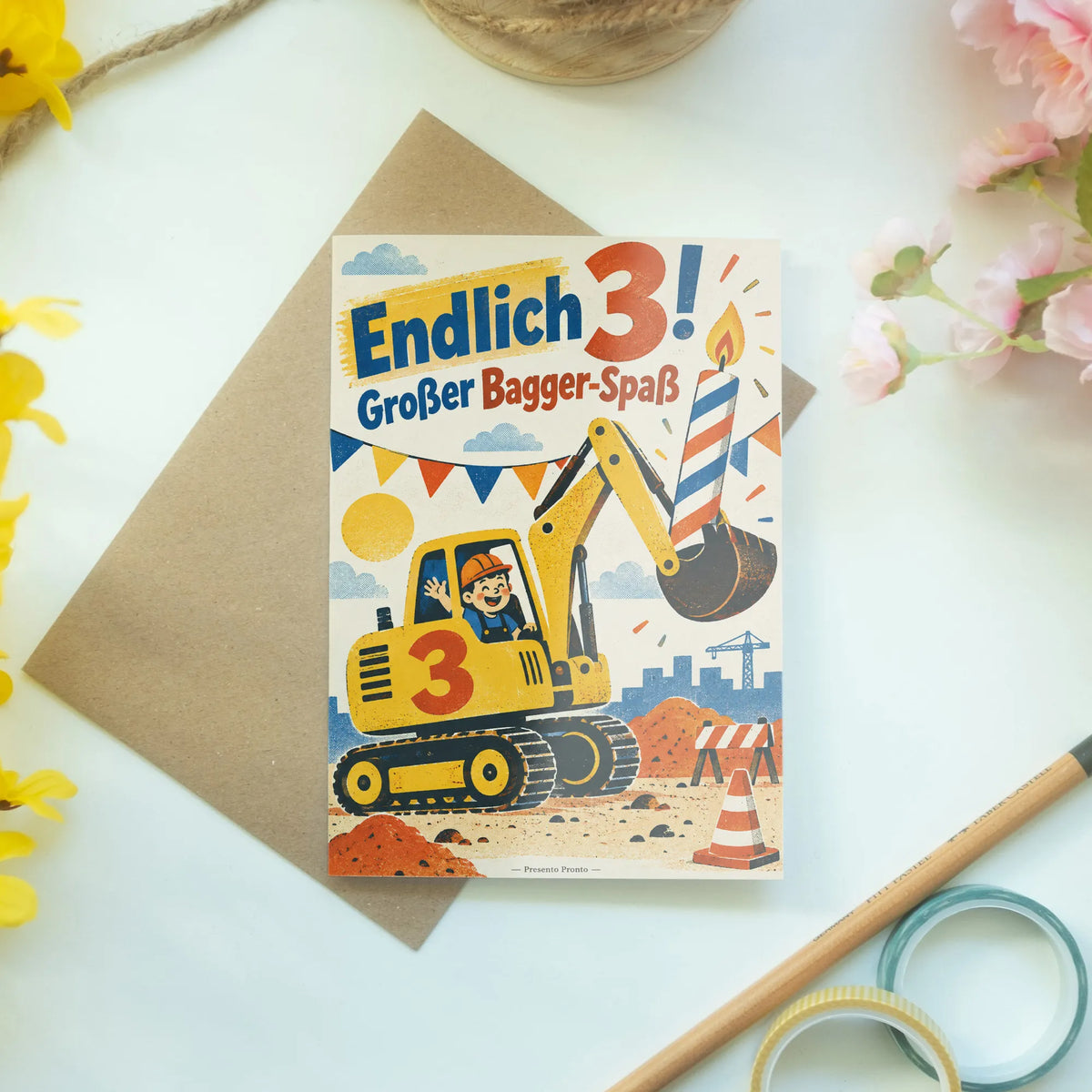 Lustige Geburtstagskarte zum 3. Geburtstag mit Retro-Bagger|p:2013506|h:bb9b02e63f302b94c6ced68541aa3ad3