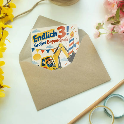 Lustige Geburtstagskarte zum 3. Geburtstag mit Retro-Bagger|p:2013506|h:c69fa3c689760939559953e8e2cf1467