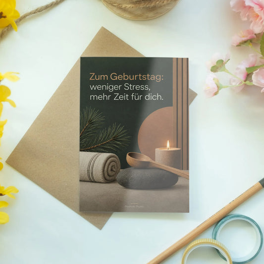 Entspannte Geburtstagskarte für Wellness mit Saunakelle|p:2013512|h:0d959f0d85d3fc22d47d0cb53a93270e