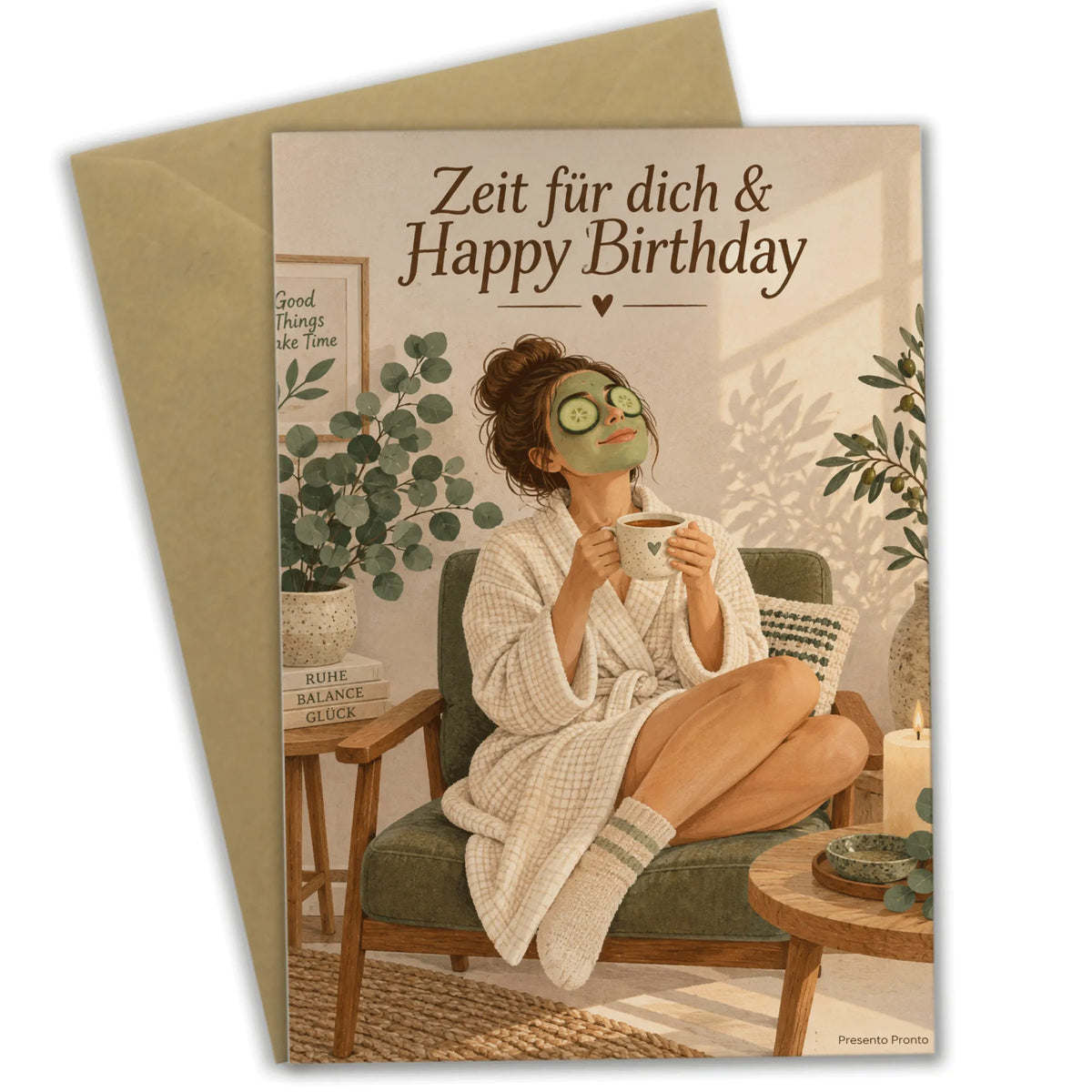 Entspannende Geburtstagskarte für Wellnessfans mit Frau im Bademantel|p:2013514|h:74c5181eac5330411050a35fd20ccb7e